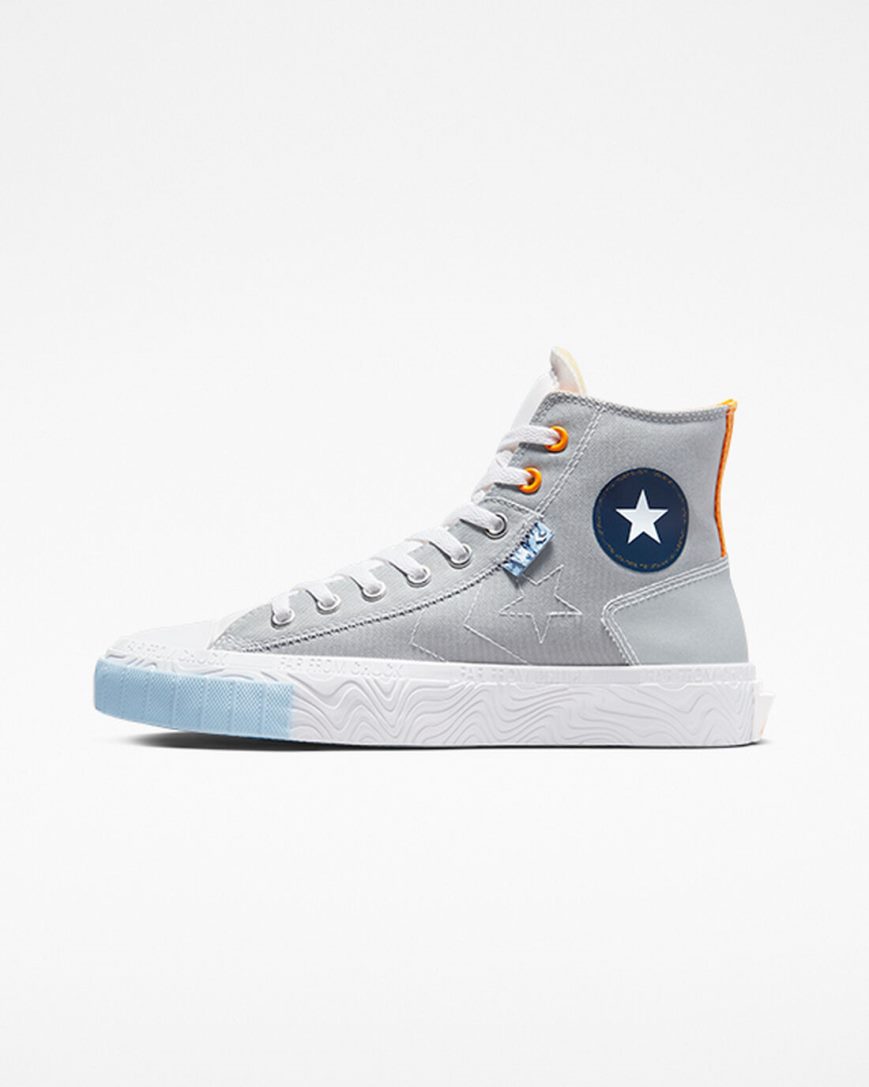 Zapatillas Altas Converse Chuck Taylor Alt Star Reflective Shine Mujer Gris Blancas Naranjas | PE L845WP